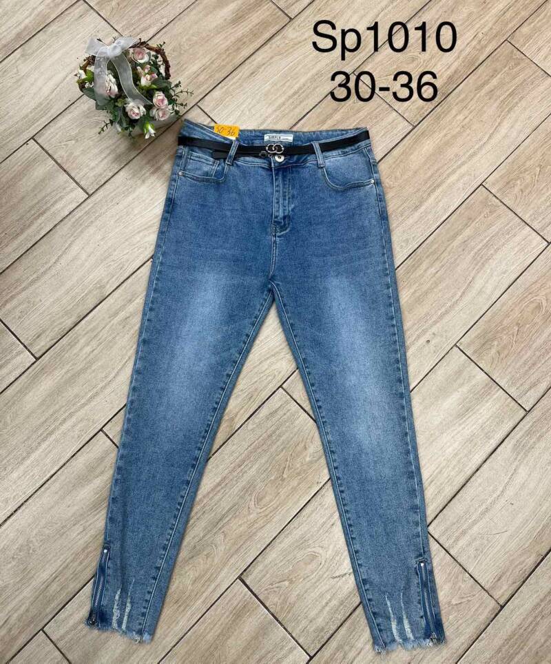 Spodnie damskie jeansy Roz 30-36, 1 Kolor Paczka 12 szt